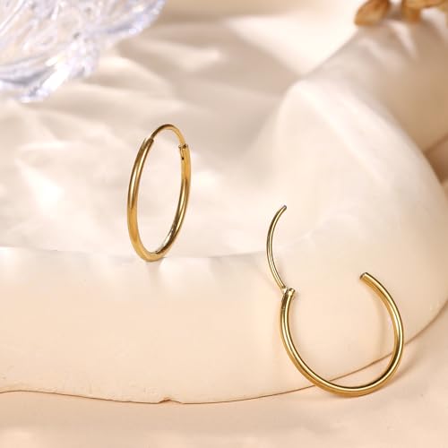 Milacolato 2Pcs Gold kleine Creolen Damen Männer Hypoallergene 316L Chirurgenstahl Knorpel Tragus Helix Daith Sleeper Scharnier Creolen Huggie Ohrringe 16G Nasenring Lippenring Piercing Schmuck