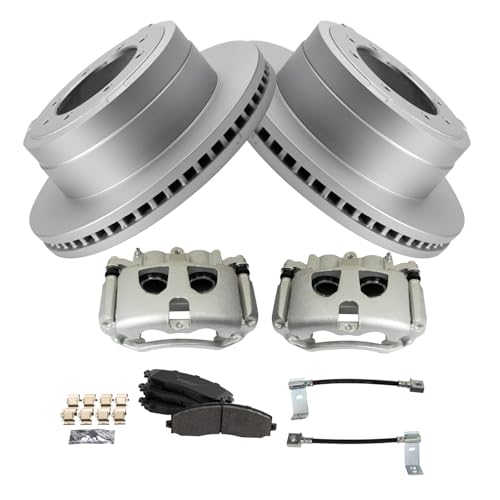 Image of TRQ Brake Pad & Rotor Kit Semi-Metallic Compatible with 2017-2019 Ford F-350 Super Duty