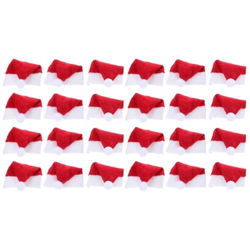Toddmomy 24pcsmini Santa Hats For Crafts: Candy Santa Claus Caps Red Non-Woven Xmas Party Decorations 2.95 X 1.18 Inches