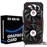 GPVHOSO Radeon RX 590 8GB GEM Graphics Card, GDDR5 1469MHz 2304SP 256bit, RX590 GPU 8K Video Card with Dual Cooling Fan, HDMI, DP, DVI-Output, PCIE 3.0 * 16 for Computer Gaming and Office Black
