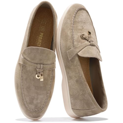 Image of Project Cloud 100% Genuine Leather Slip-on Casual Loafers for Women | Memory Foam Insole Lightweight Womens Loafers - Non-Slip Moccasins Comfortable Casual Footwear - Comfortable Loafers Women
