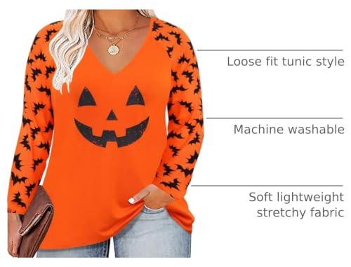 Image of TIYOMI Plus Size Tops for Women Raglan Long Sleeve V Neck T Shirts Casual Color Block Leopard /Floral Tops Winter Tee Shirt