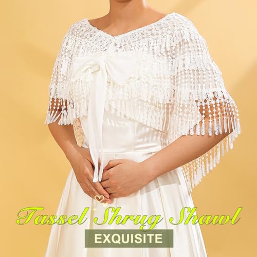 JONKY Women Shawl Wraps Wedding Capelet Bridal Chiffon Cape for Bride2