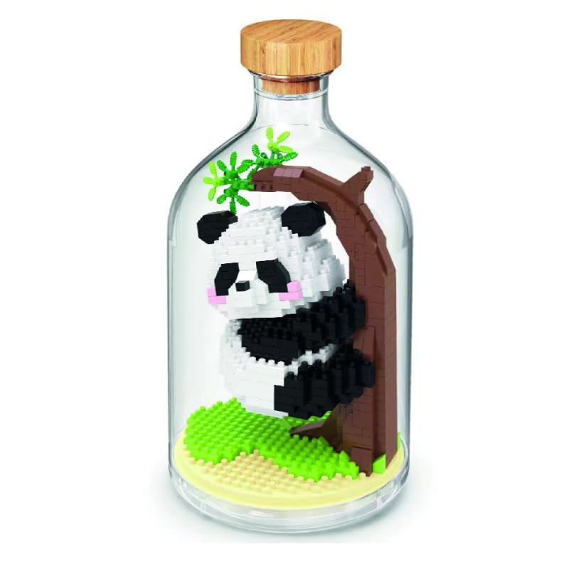 WiseHawk Kit of miniature blocks to assemble insects and small animals. Includes methacrylate bottle to protect the construction. Panda Bear