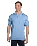 Hanes Men's Cotton-Blend EcoSmart® Jersey Polo with Pocket