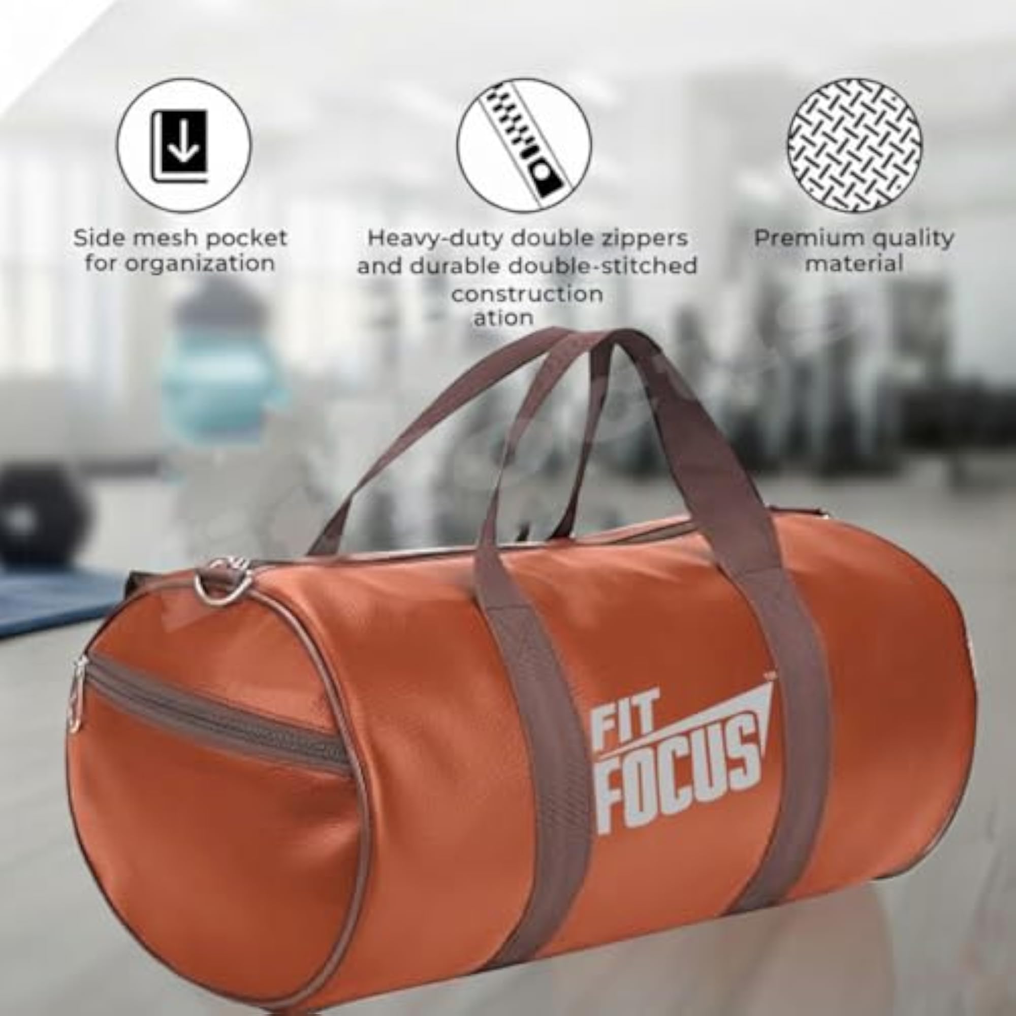 Fit Focus Premium Gym Accessories Set with Leather Duffle Bag
