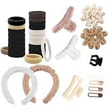 Ouliget Hair Accessories Set for Women, Fuzzy Hair Bands Fuzzy Headband Acrylic Claw Hair Clips Nonslip Jaw Clip Elastic Hair Band,Neutral Colors Winter Hair Accessories,31 Pieces