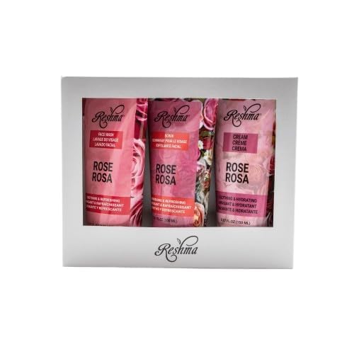 Reshma Beauty Ravishing Rose Skincare Set Face Wash, Scrub, and Cream, Soothing & Hydrating for All Skin Types, Calming, Cruelty-Free, Pack of 3