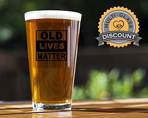 Old Lives Matter Beer Glass Cup-16 Oz, Great Retirement, Birthday Or Oktoberfest Gifts For Old Man, Funny Beer Glass, Unique Gag Gifts For Dad, Mom, Grandpa, Or Senior Citizen #TOP5