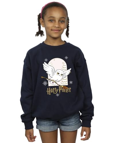 Harry Potter Girls Hedwig Christmas Sweatshirt Navy Blue 9-11 Years