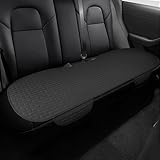 GAOLAOSY Car Rear Seat Cover, Breathable Linen Automotive Seats Cushion, Anti-Slip Vehicle Seat Pad with Storage Pocket, Universal Auto Seats Protection Mat (Black)