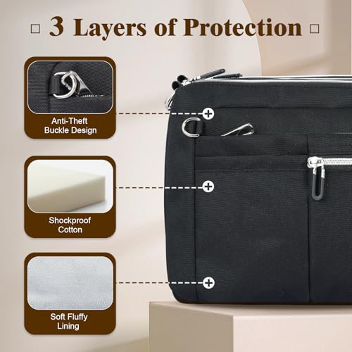 TiMOVO 13.3-14" Multiple Pockets Laptop Sleeve with Shoulder Strap, Black by TiMOVO - Used condition - Image 5