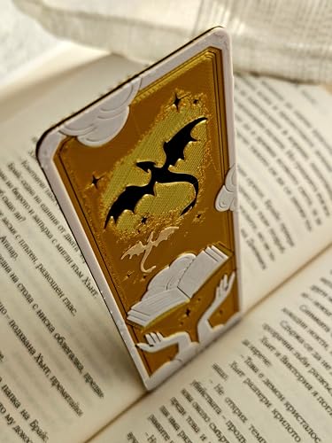 Image of Set of 5 Fantasy Dragon Bookmarks - for Dragon Rider & Fantasy Romance Readers | Aesthetic Quote Bookmarks for Books, Journals & Gifts | Washable | Durable Bioplastic