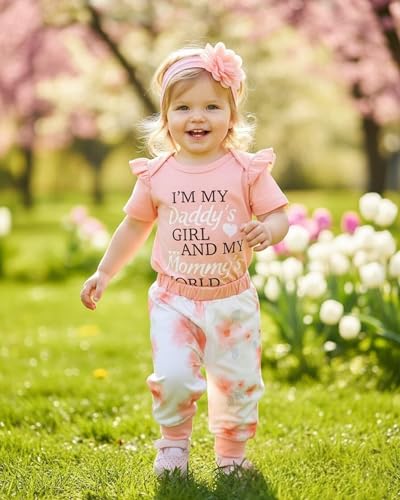 Image of Renotemy Newborn Infant Baby Girl Clothes Summer Outfits Infant Romper Pants Cute Toddler Girl Clothes Gift Set
