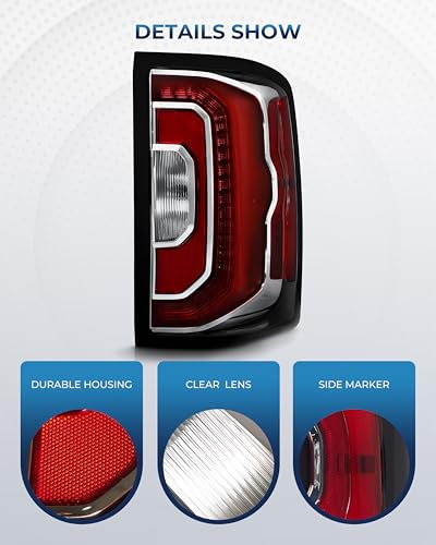 Image of LED Tail Lights Compatible with 2016 2017 2018 GMC Sierra 1500 /GMC Sierra 1500 Denali Taillights w /Bulbs and Harnesses Taillamps Right Passenger Side, OEM:GM2801295 84365931