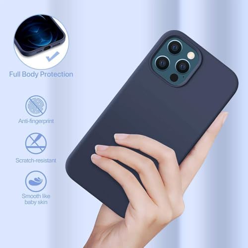 Image of UNIGEN Premium Silicone iPhone Case Soft, Flexible TPU Cover Slim Matte Finish with Anti-Scratch & Non-Slip Protection for iPhone Compatible with (13PRO-Blue)