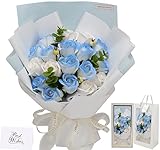 ソープフラワー花束 母の日プレゼント， 誕生日プレゼント ソープフラワー ローズ グラデーション 花束 ブーケバラ 女性 人気ギフトインテリア 結婚記念日 敬老の日 彼女 退職感謝 お礼 バラの花束 ローズブーケ プレゼントブルー