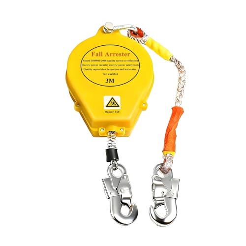 10m Dispositivo Anticaídas Retráctil, Retráctil Línea de Vida, Amarillo Dispositivo de Seguridad para Trabajos Altura, Anticaidas Retractil Seguridad Capacidad de Carga de 150 KG(Amarillo,3M)
