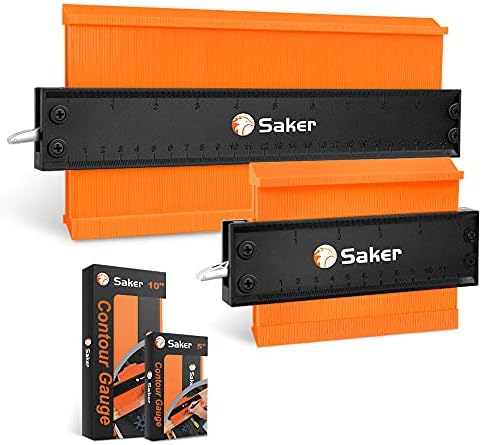 Saker Contour Duplication Gauge-Adjustable Lock -Precisely Copy Irregular Shape -Irregular Welding Woodworking Tracing - Must Have Tool for DIY Handyman, Construction(10 Inch+5 Inch) (ORANGE)
