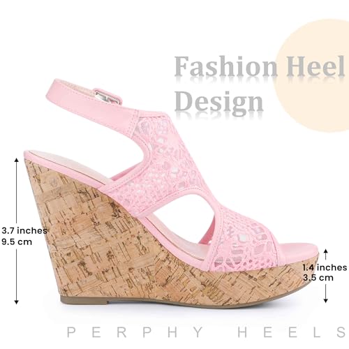 Perphy Lace Ankle Strap Platform Wedges Heel Sandals for Women2