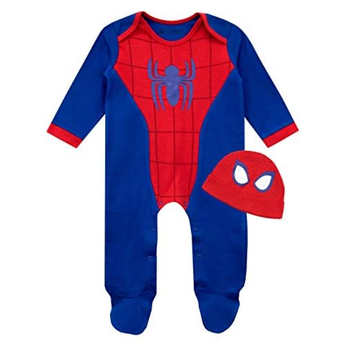 Marvel Body Bebe | Ropa Bebe Spiderman Niño con Gorro Azul 3-6 Meses