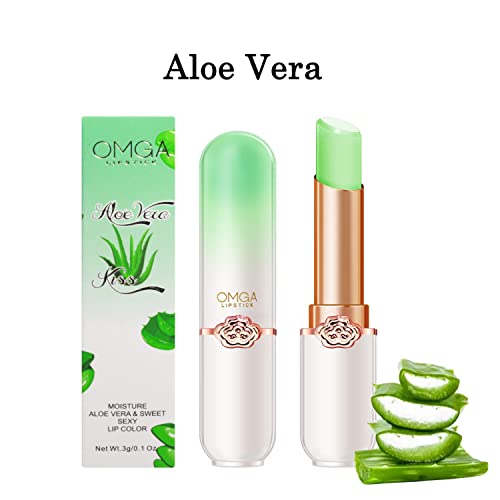 Bestland 6 Pcs/Set Peach Aloe Vera Strawberry Blueberry Avocado Grape Jelly Lipstick Set Temperature Change Moisturizer Flower Lip Stick Long Lasting Nutritious Lip Balm Magic Color Change Lip Gloss thumb #7