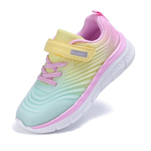 PolarPals Girls Shoes for Kids Running Sneakers Easy On/Off Athletic Tennis Shoes for Big Kid Size 1 Pink