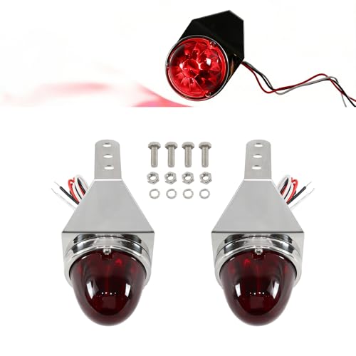 Kit 2 Luces LED Laterales Rojas con Soporte Acero Inoxidable miniatura 1