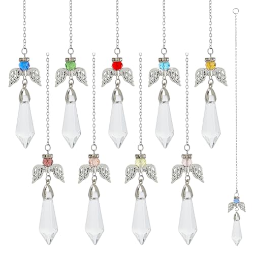 Image of SUPERFINDINGS 10Pcs Guardian Angel Suncatcher Rainbow Prisms Sun Catchers 12.24Inch Glass Sun Catchers Prisms Rainbow Maker Guardian Angel Christmas Ornaments