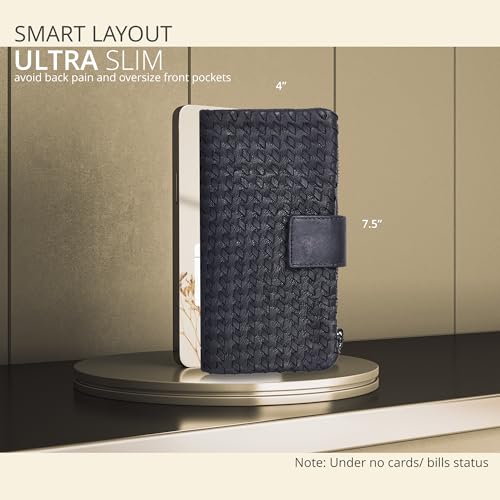 Image of Real Leather Women Wallet Leather with RFID Blocking -Trifold Card Holder Designer Ladies Clutch with ID Window Wallets
