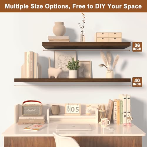 Landmok Large Floating Shelves for Wall 24" W x 12" D x 1.2" H Deep Floating Shelves 1 Pack Floating Shelf Large Storage Space Wall Mount Shelf for Living Room Kitchen Bathroom Walnut by Landmok - Image 5