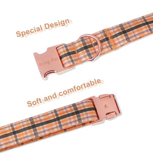 Image of ARING PET Fall Dog Collar, Cute Autumn Orange Black Yellow Stripe Heavy Duty Doggy Collars for Puppy Small Medium Large Boy Girl Dogs-L