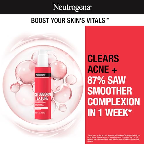 Stubborn Texture Daily Acne Facial Cleanser with Salicylic Acid, 6.3 fl. oz, & Neutrogena Stubborn Marks PM Treatment with Retinol, 1.0 fl. oz, Fragrance Free Skincare, 2 Items detail view
