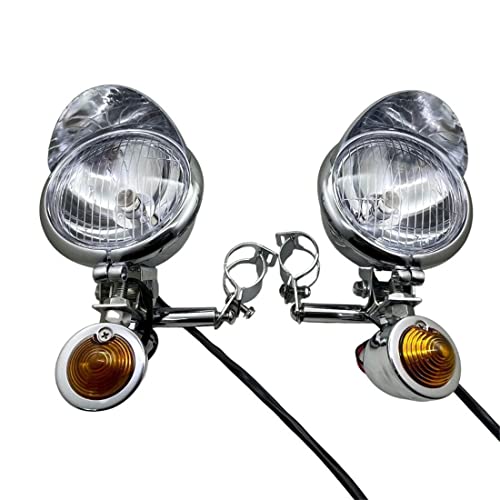 Yecnecty 1 Set Chrome Universal Motorcycle Driving Fog Spot Light 33-43 MM Fork Tubes Motorbike Front Turn Signal Lamp Indicator