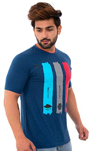 Image of Men's Printed Cotton Short Sleeves Round Neck T-Shirt
