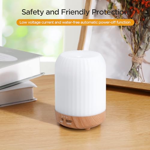 Romon Humidificador, 250ML Difusor Aceites Esenciales, Difusor Eléctrico Ultrasónico de Aceites Esenciales con 7 Colores LED Humidificador de Aire para Apartamento Oficina Casa Yoga - imagen 5
