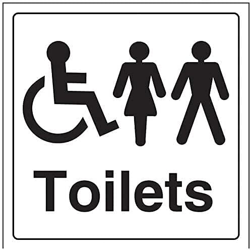 VSafety Disabled/Gents/Ladies Toilet Door Sign - Square - 150mm x 150mm - Self Adhesive Vinyl