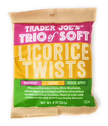 Trader Joe's Trio Of Soft Licorice Twists Raspberry, Mango, Green Apple Net Wt. 8 Oz(227G) - Pack Of 3 #TOP1