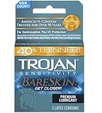 Trojan Sensitivity BareSkin Lubricated Premium Latex Condoms - 3 ct, Pack of 5