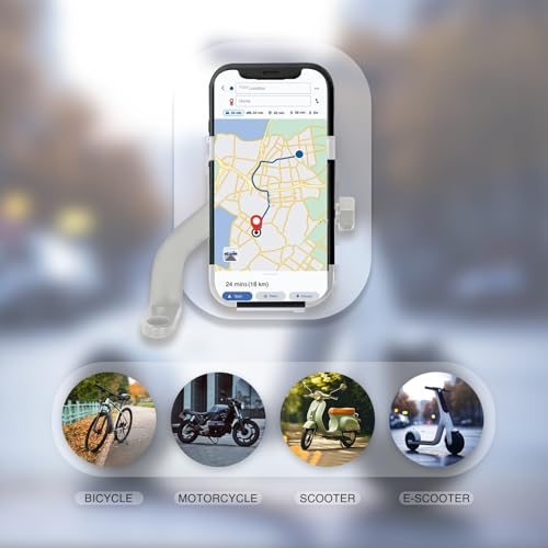 Image of HUMBLE Mobile Phone Holder with USB Charger Waterproof Easy Adjustable Rear View Mirror Mount Solid Metal Cradle Stand Suitable for Bike & Mobile Phones 3.5 inch to 7.0 inch (Silver)