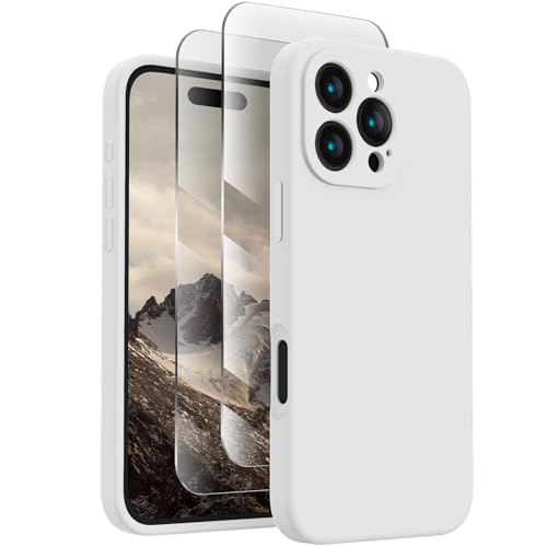 Image of FireNova Designed for iPhone 16 Pro Case, Silicone Upgraded [Camera Protection] Phone Case, Soft Anti-Scratch Microfiber Lining Inside, 2024, White