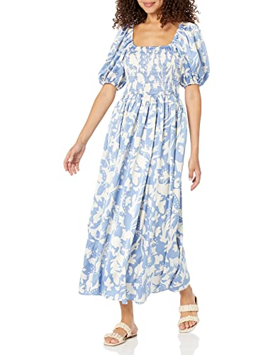 shirred tiered midi dress Naura Shirred Tiered Midi Dress - Cognac Floral
