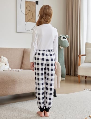 Arshiner Girls Pajama Pants Kids Plaid Pj Pants Comfy Lounge Sleepwear Bottoms with Pockets3