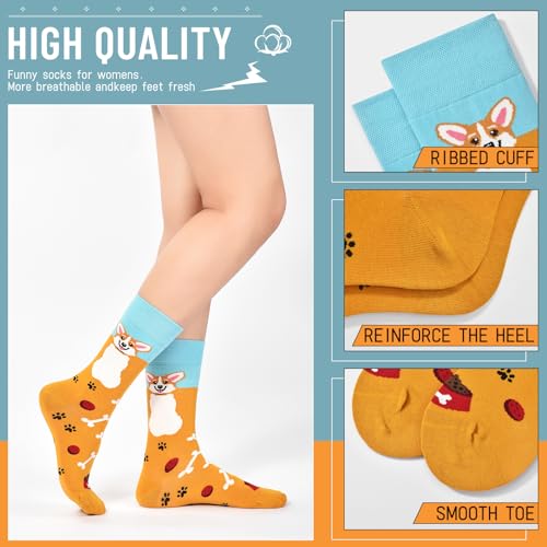 Image of HSELL Women Novelty Socks with Funny Animals Designs Cute Ideal for Cat Lover Breathable Cotton Socks for Daily Wear