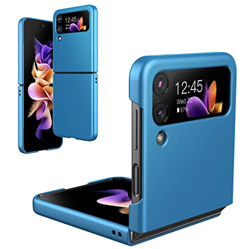 Foluu Galaxy Z Flip 4 Hülle, für Samsung Galaxy Z Flip 4 Slim Handyhülle, Ultra dünn Folable Matt PC mit Anti-Rutsch Grip Schutzhülle für Samsung Galaxy Z Flip 4 5G 2022 (Blau) Cover