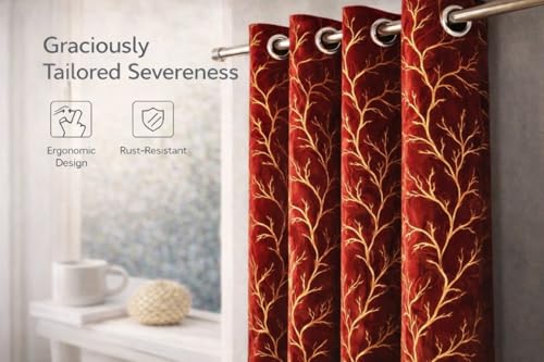 Image of Velvet 6 Feet Blackout Curtain Panels, 70% Light-Blocking Heavy Thermal Insulated Drapes Set of 1 (182 * 121cm, Maroon)