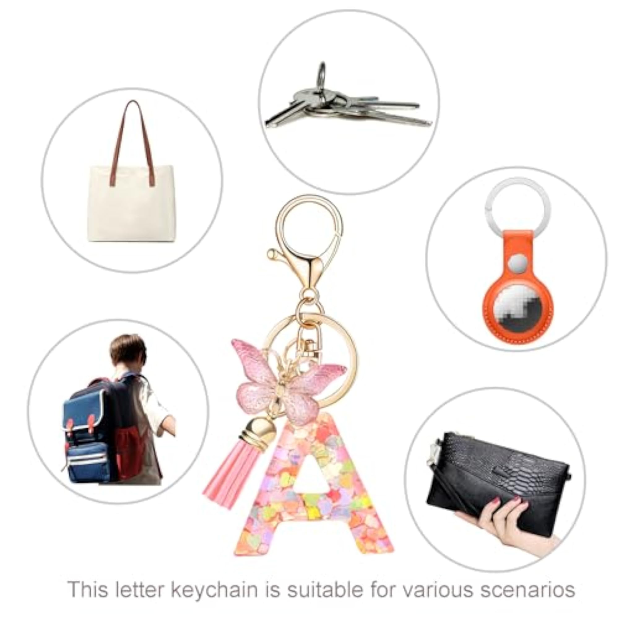 Alphabet Initial Letter Keychain with Tassel, Pack of 1
