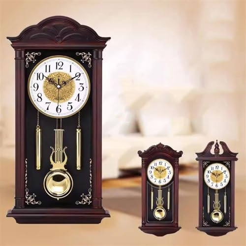 Pendule horloge murale balançoire rétro aux finitions soignées effet bois