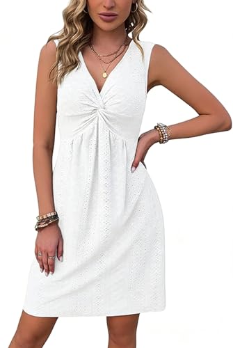Image of LLHXRUI Sundresses for Women Sleeveless Boho Summer Dress Elegant Vacation Tank Dresses Casual Tunic Short Sun Dress