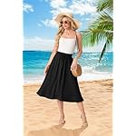 Womens Causal High Waisted Summer Midi Skirts Flowy Palazzo A-Line Long Skirt with Pockets - Image 5